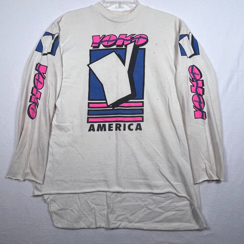 Yoko Racewear Long sleeve 100% Cotton XL VTG 90s Distressed Graphic Print‎ Logo